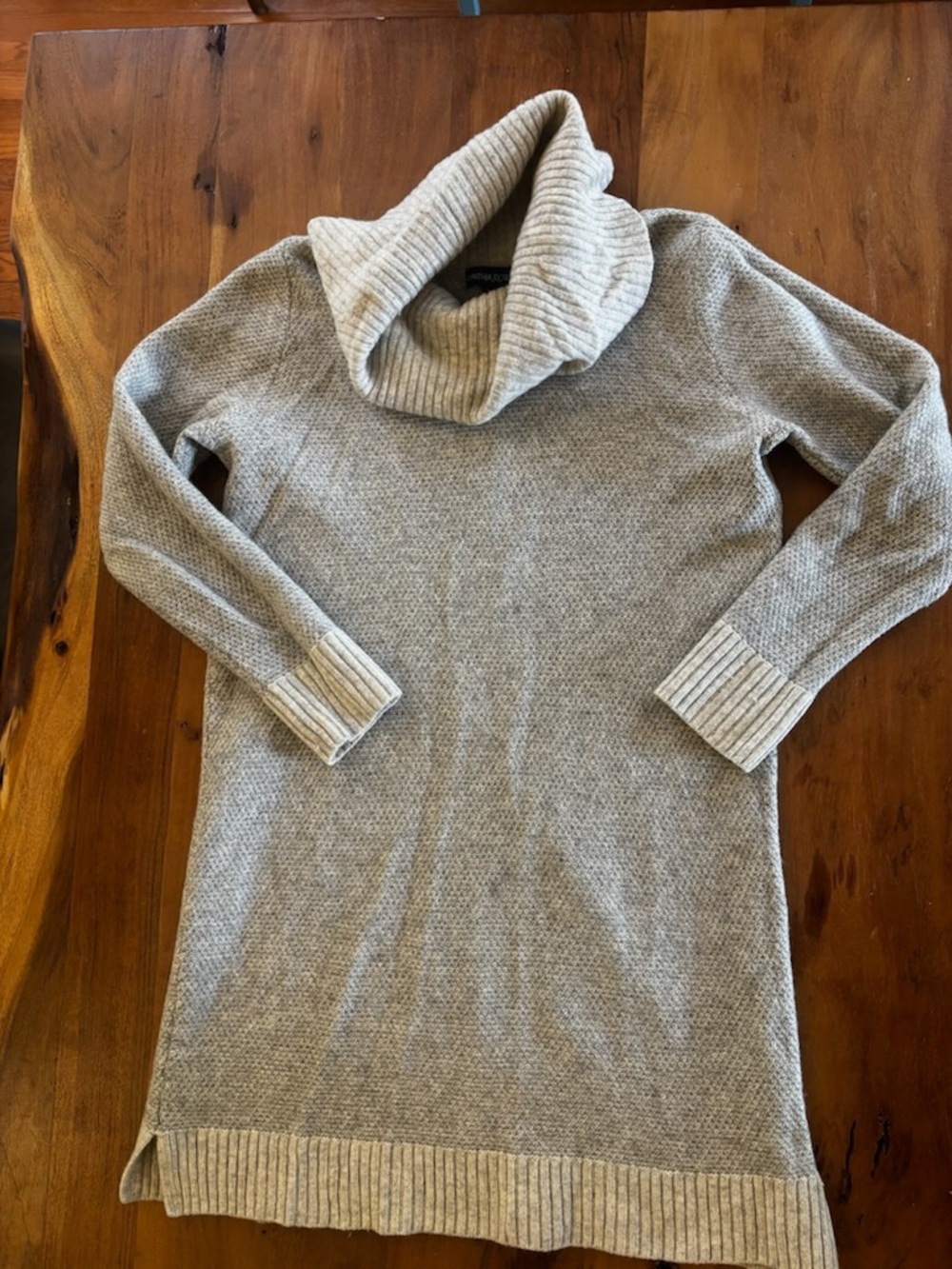 Cynthia Rowley Heathered Light Gray Cowl Neck Sweater Dress